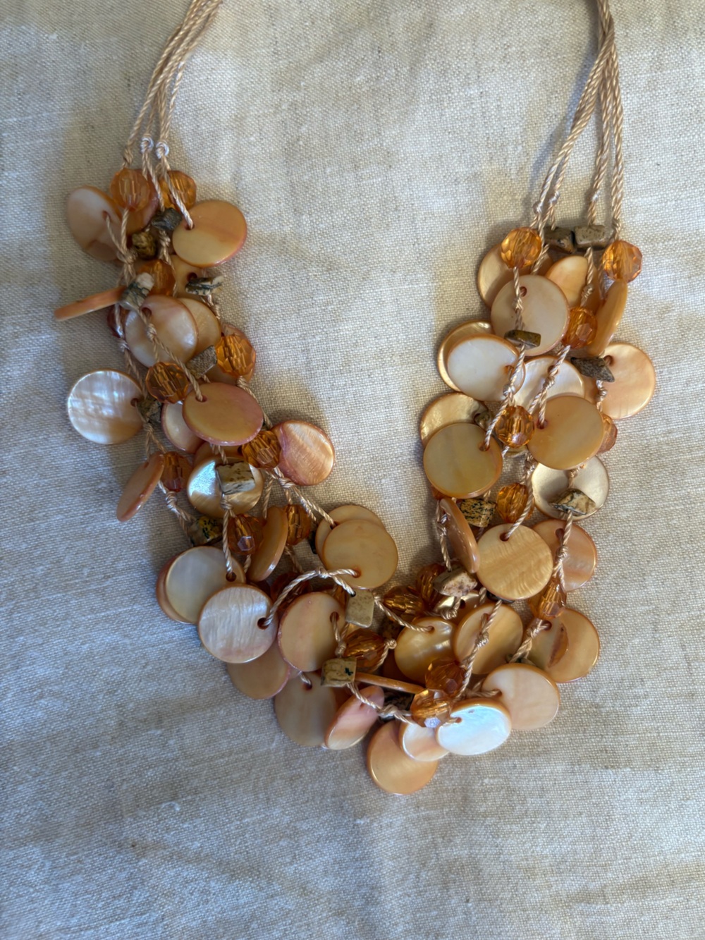 Shell Disc Statement Necklace - Picture 2 of 2
